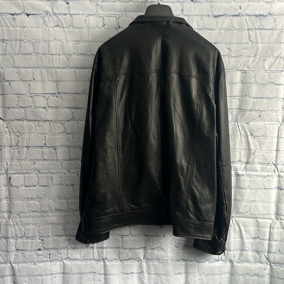 Italian Black Leather Zip Up Jacket Made by CURGÈ Mens size 2XL NWT #9 - Picture 6 of 10